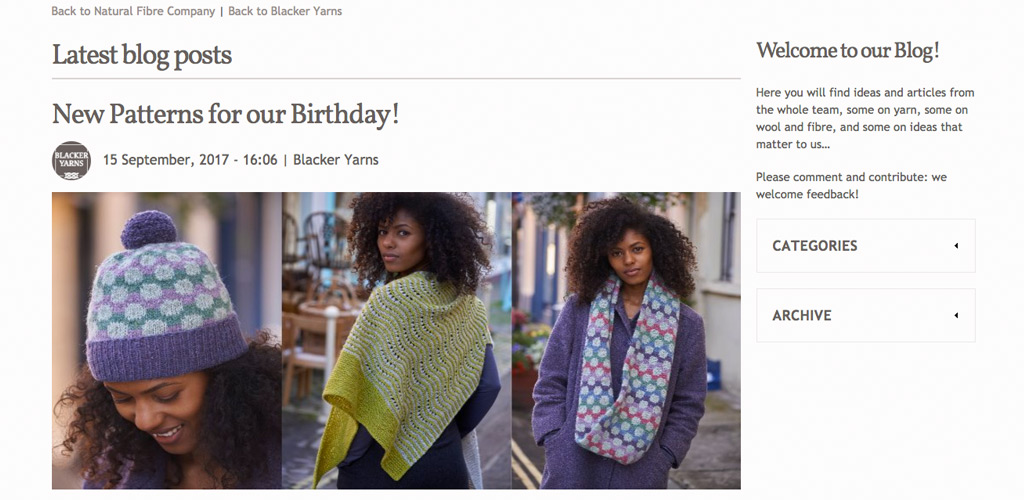 Blacker Yarns blog design