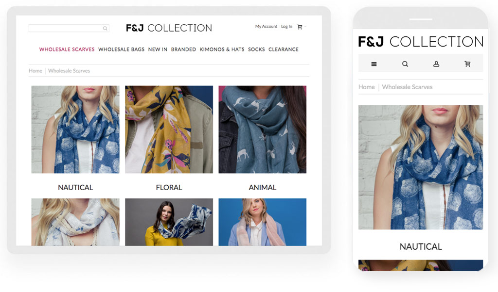 F & J Collection website screenshot