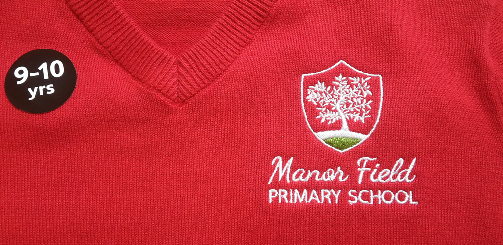 Manor Field School logo printed on school jumper