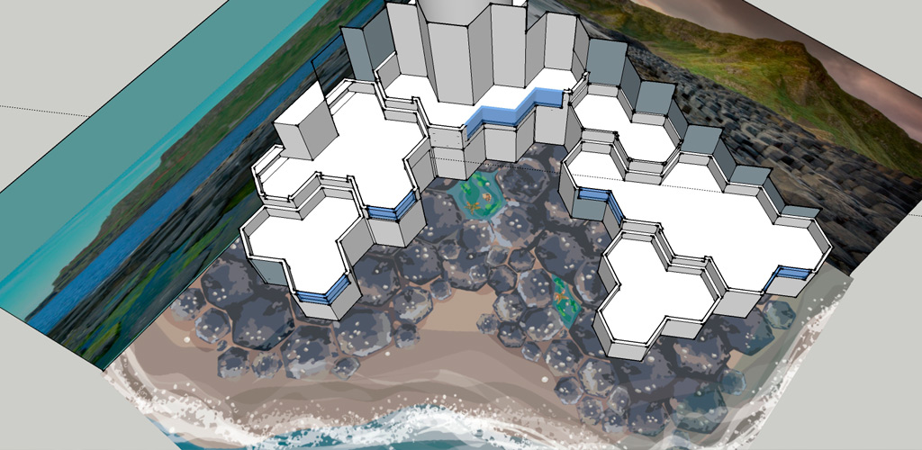 Visual of rockpool area with designs