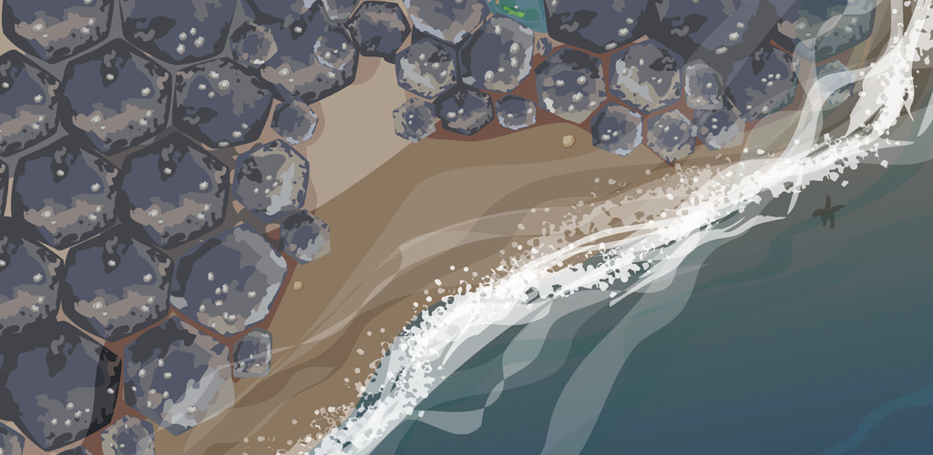 Floor illustration for Sealife rockpool area