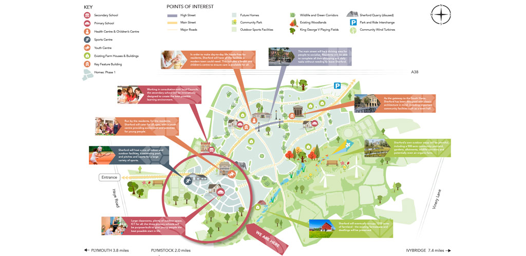 Sherford illustrative map showing all design elements