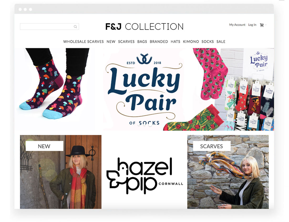 F & J Collection website homepage image