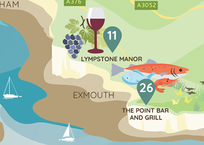 Map illustration and leaflet design for Taste East Devon Food Festival