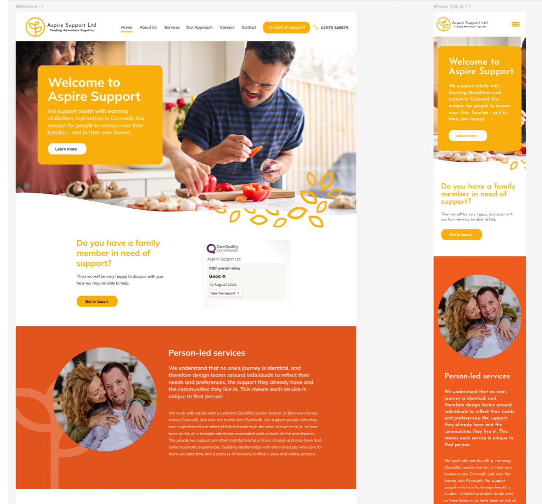 aspire-support-figma-mockups website mockups in figma